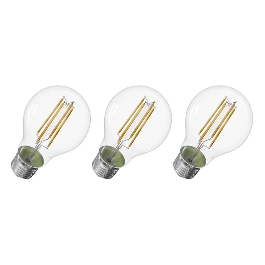 KÉSZLET 3x LED Izzó FILAMENT A60 E27/3,8W/230V 2700K Energiaosztály A
