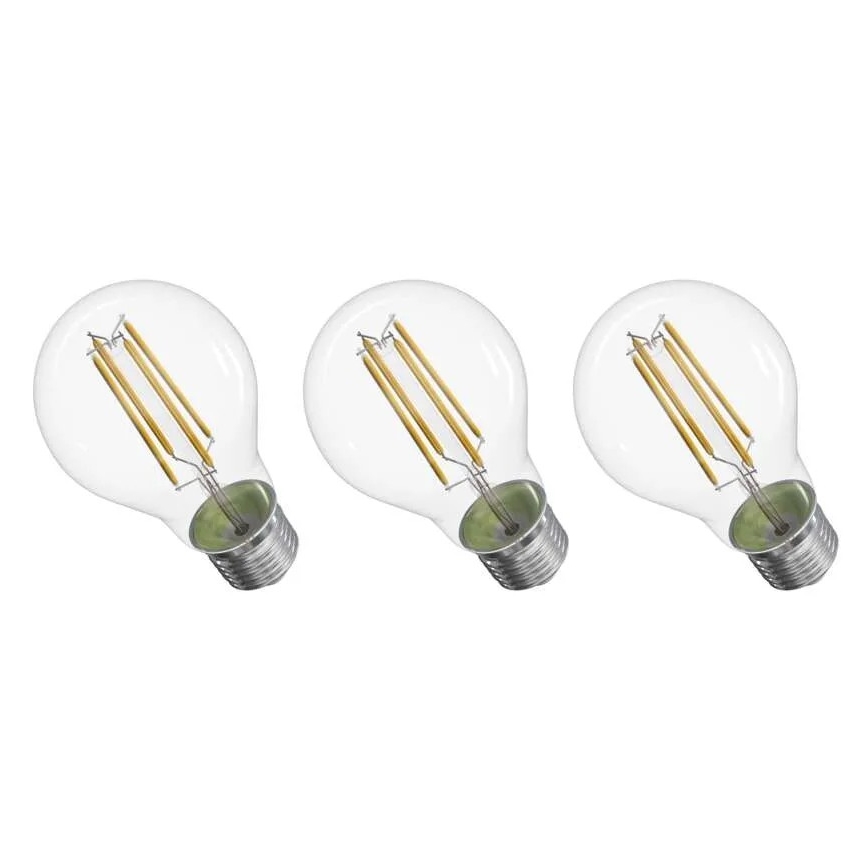 KÉSZLET 3x LED Izzó FILAMENT A60 E27/5W/230V 2700K Energiaosztály A