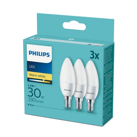 Készlet 3x LED Izzó Philips E14/3,5W/230V 2700K