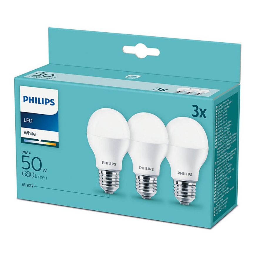 Készlet 3x LED Izzó Philips E27/7W/230V 3000K
