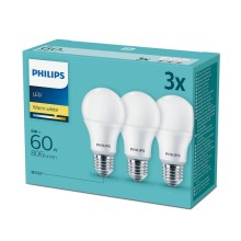 KÉSZLET 3x LED Izzó Philips E27/9W/230V 2700K