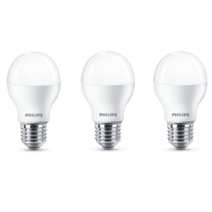 KÉSZLET 3x LED Izzó Philips E27/9W/230V 2700K