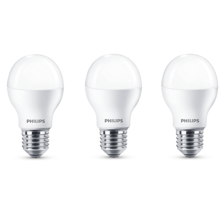 KÉSZLET 3x LED Izzó Philips E27/9W/230V 2700K