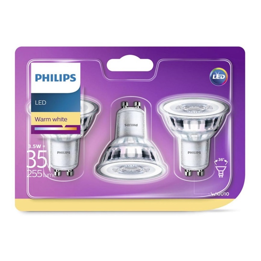 KÉSZLET 3x LED Izzó Philips GU10/3,5W/230V 2700K