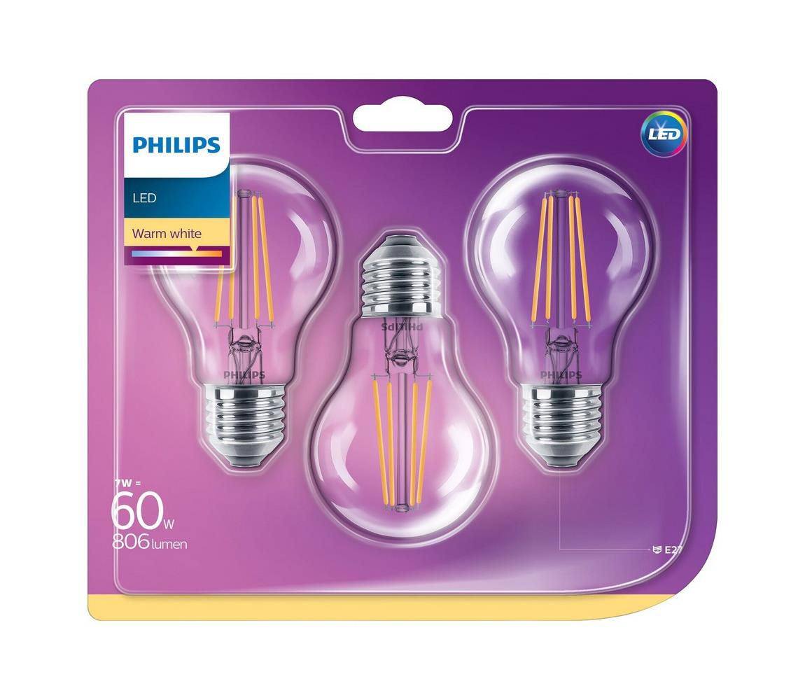 Philips KÉSZLET 3x LED Izzó Philips VINTAGE E27/7W/230V 2700K