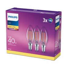 KÉSZLET 3x LED Izzó VINTAGE Philips E14/4,3W/230V 2700K
