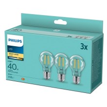 KÉSZLET 3x LED Izzó VINTAGE Philips E27/4,3W/230V 2700K