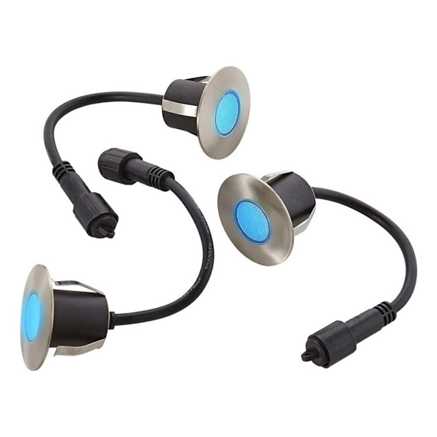 KÉSZLET 3x LED Kültéri beépített lámpa EASY CONNECT LED/1,2W/230V kék IP67
