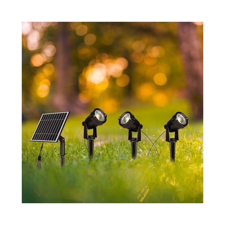 KÉSZLET 3x LED Kültéri napelemes lámpa 3xLED/1,2W/3,7V IP65 3000K 4000 mAh