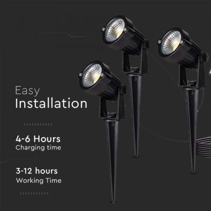 KÉSZLET 3x LED Kültéri napelemes lámpa 3xLED/1,2W/3,7V IP65 3000K 4000 mAh