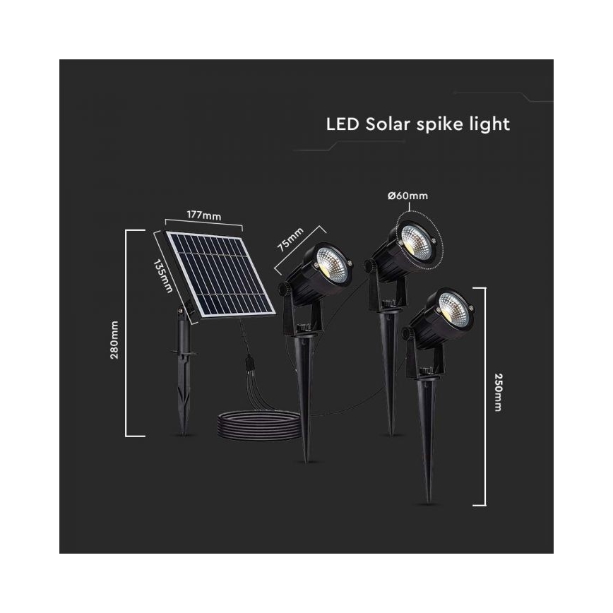 KÉSZLET 3x LED Kültéri napelemes lámpa 3xLED/1,2W/3,7V IP65 3000K 4000 mAh