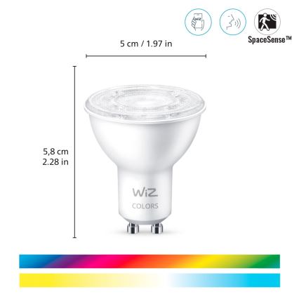 KÉSZLET 3x LED RGBW Dimmelhető izzó GU10/4,7W/230V 2200-6500K CRI 90 Wi-Fi - WiZ