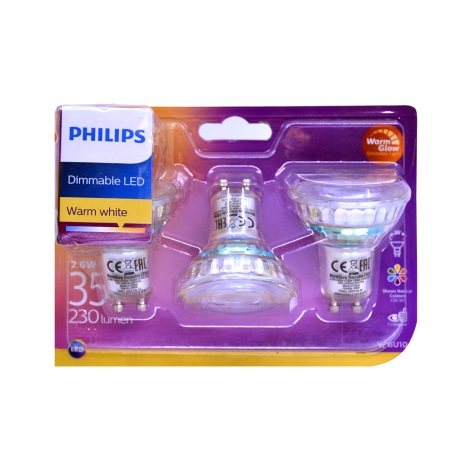 KÉSZLET 3x LED Szabályozható izzó Philips Warm Glow GU10/2,6W/230V 2200K-2700K