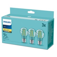 KÉSZLET 3xLED Izzó Philips E27/8,5W/230V 2700K