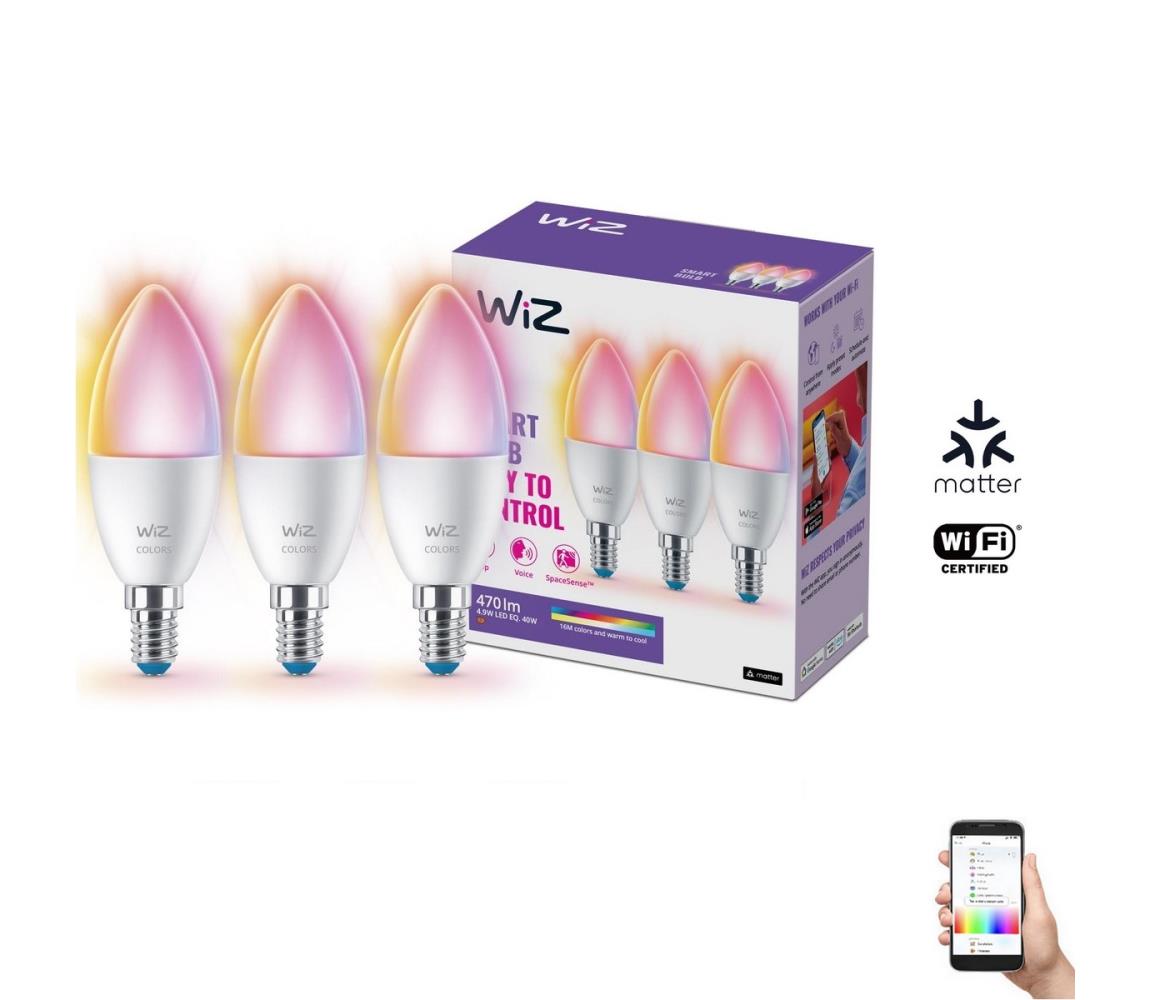 WiZ KÉSZLET 3xLED RGBW Dimmelhető izzó C37 E14/4,9W/230V 2200