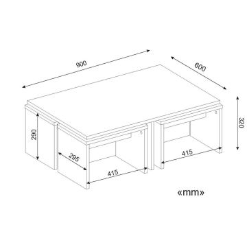 KÉSZLET 4x Kisasztal CHEST 29x41 cm + kávésasztal 32x90 cm