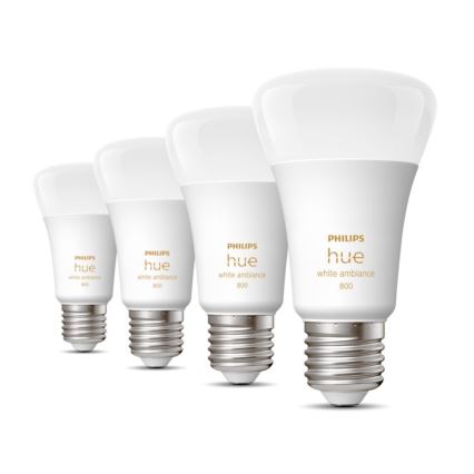 KÉSZLET 4xLED Dimmelhető izzó Philips Hue WHITE AMBIANCE E27/6W/230V 2200-6500K