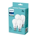 KÉSZLET 4xLED Izzó Philips A60 E27/10W/230V 4000K