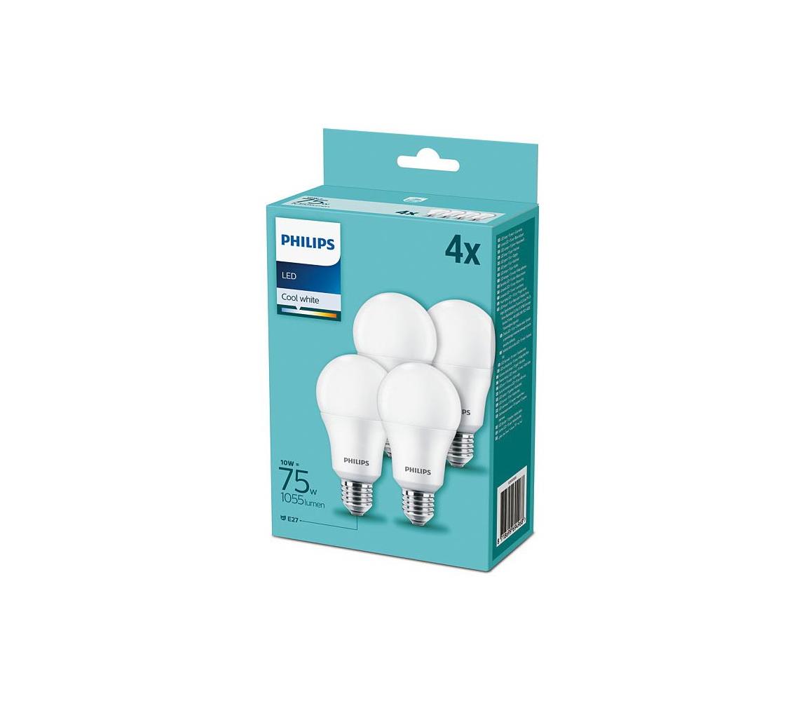KÉSZLET 4xLED Izzó Philips A60 E27/10W/230V 4000K 8718699694968