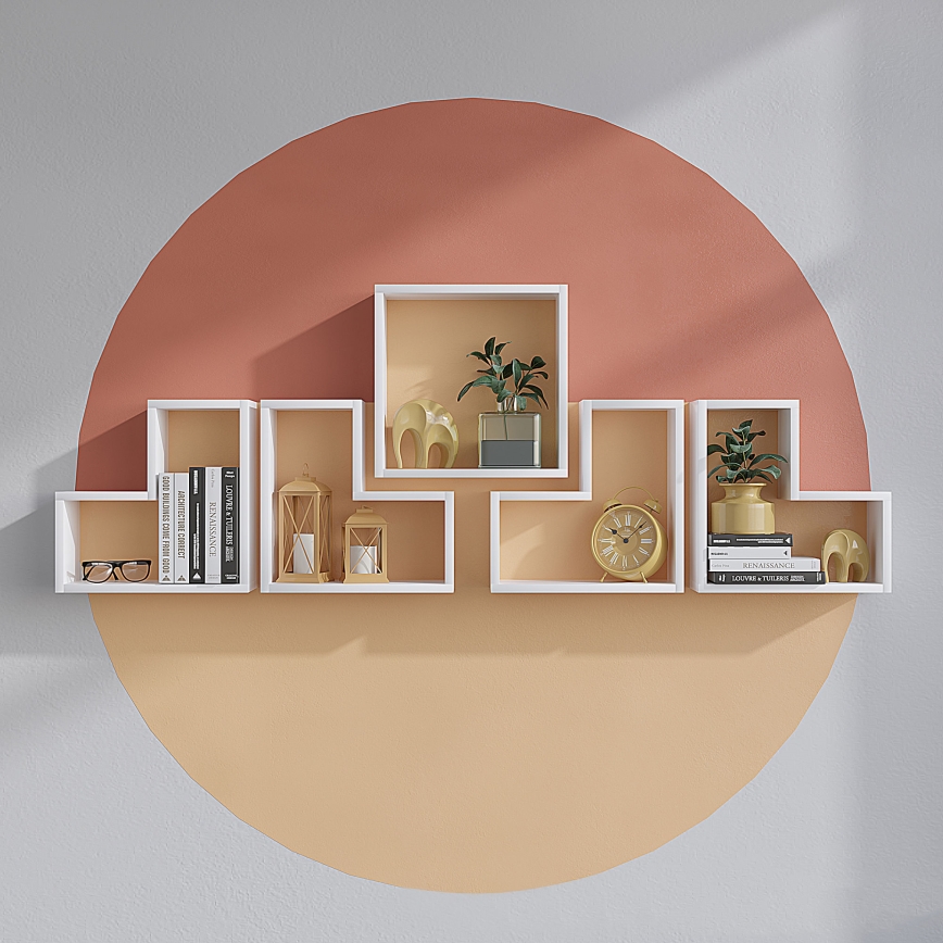 KÉSZLET 5x Fali polc ELITRA fehér