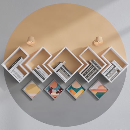 KÉSZLET 5x Fali polc ELITRA fehér