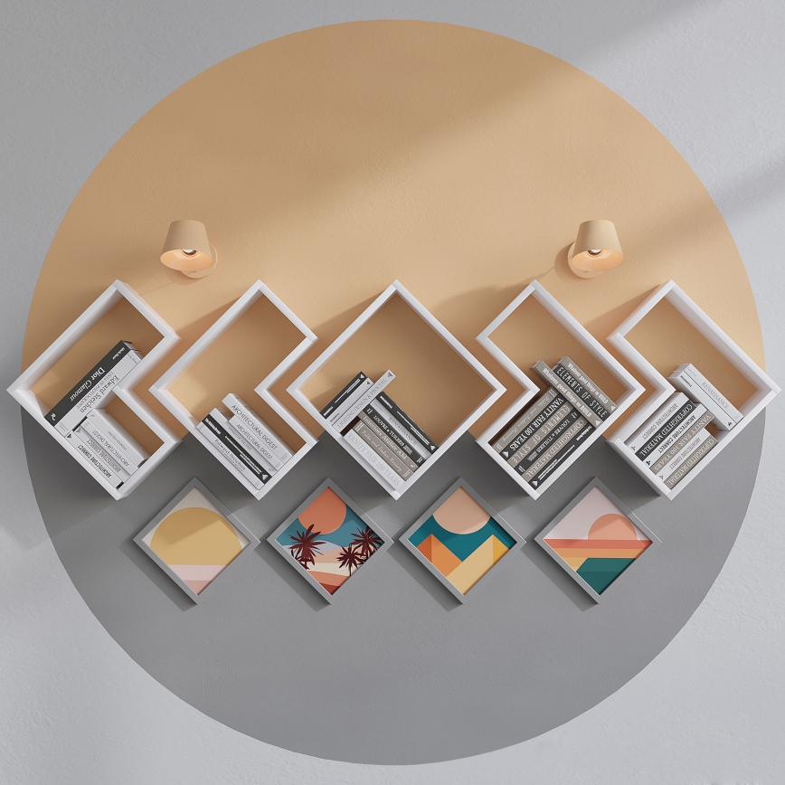 KÉSZLET 5x Fali polc ELITRA fehér