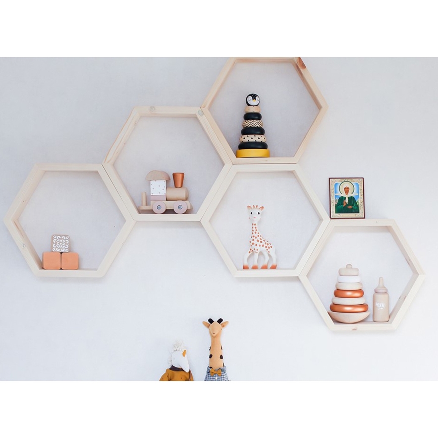 KÉSZLET 5x Fali polc RAF 36x31 cm fenyő