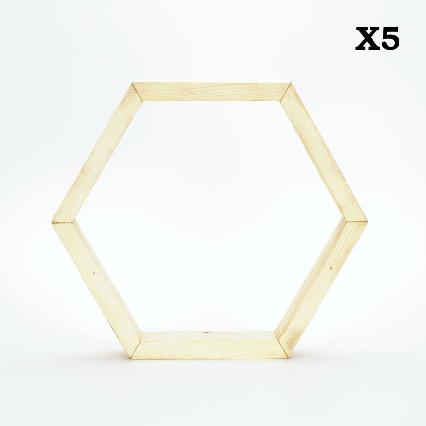 KÉSZLET 5x Fali polc RAF 36x31 cm fenyő