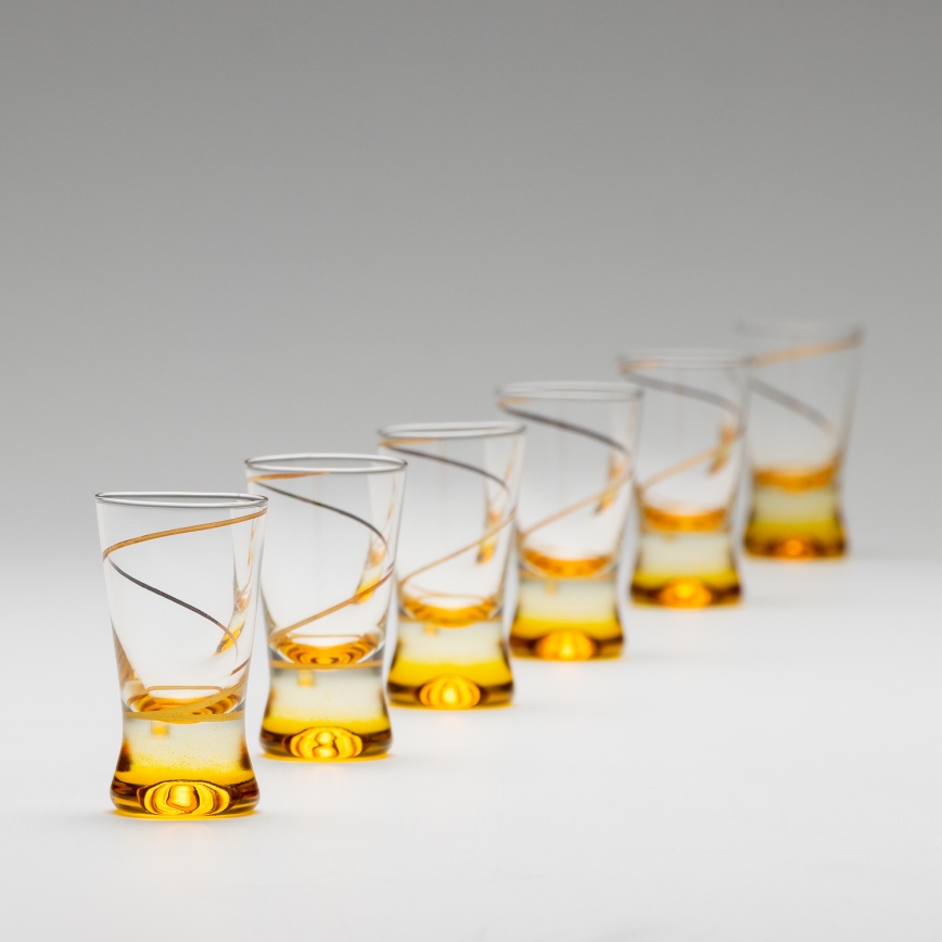 Készlet 6x Felespohár 25 mm átlátszó sárga