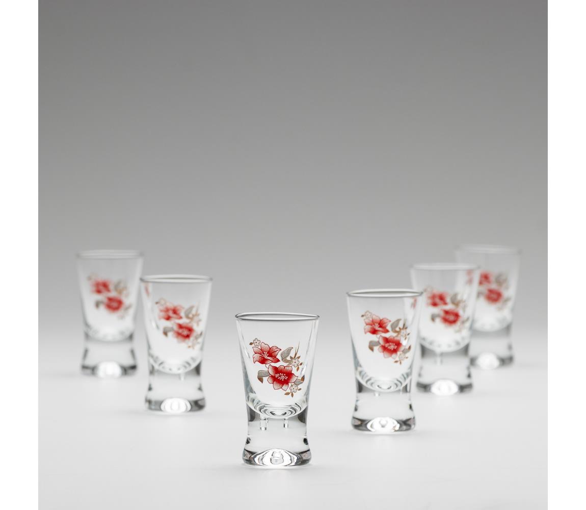 Készlet 6x Felespohár átlátszó csokor motívummal no. 2