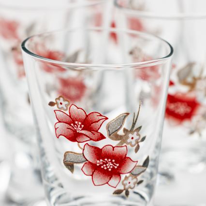 Készlet 6x Felespohár átlátszó csokor motívummal no. 2