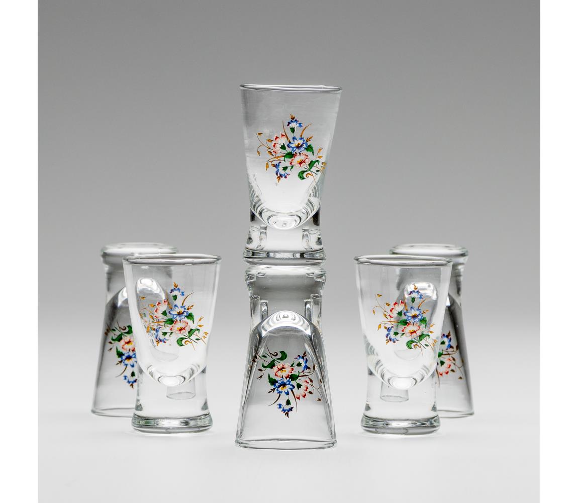 Készlet 6x Felespohár átlátszó csokor motívummal no. 3