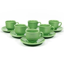 Készlet 6x kerámia csésze csészealljal Lucie zöld