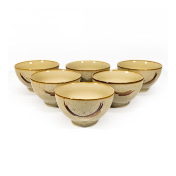 Készlet 6x Kerámia tál Glob bézs