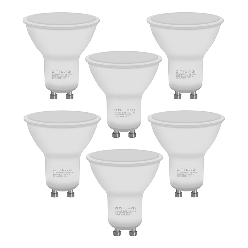 KÉSZLET 6x LED Izzó ECOLINE GU10/6W/230V 4000K - Brilagi