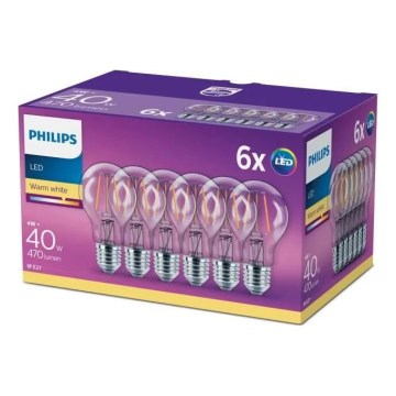 KÉSZLET 6x LED Izzó VINTAGE Philips E27/4W/230V 2700K