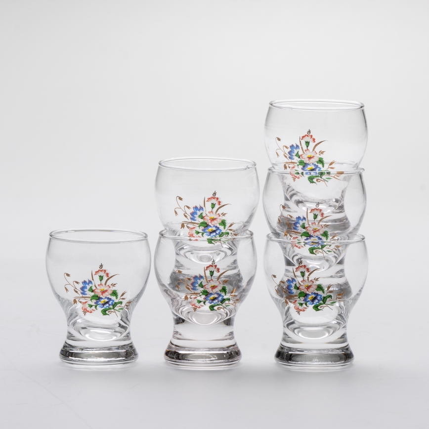 Készlet 6x likőrös üveg átlátszó - 3. számú virágminta