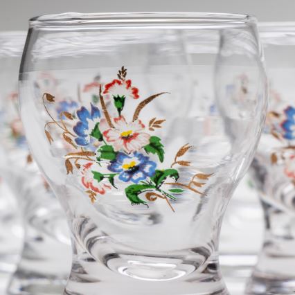 Készlet 6x likőrös üveg átlátszó - 3. számú virágminta