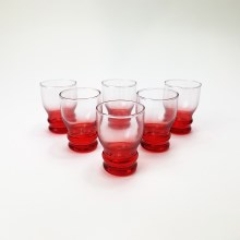 Készlet 6x likőrös üveg átlátszó piros