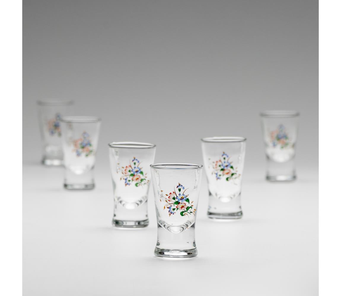 Készlet 6x likőrös üveg csokor motívummal no. 3