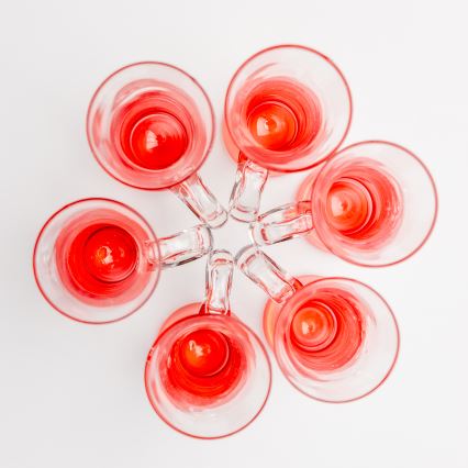 Készlet 6x likőrpohár markolattal piros