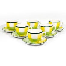 Készlet 6x Tereza kerámia csésze csészealjjal fehér zöld