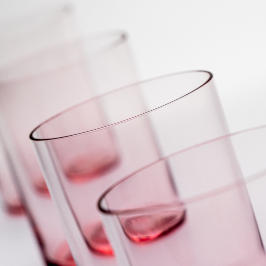 Készlet 6x üveg 200 ml piros átlátszó