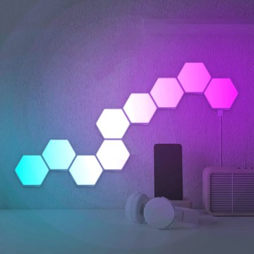 KÉSZLET 9x LED RGBW Dimmelhető fali dekor lámpa MAYA LED/1W/230V + távirányítás