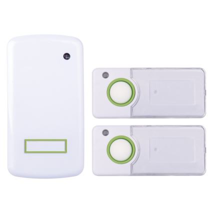 KÉSZLET  Drótnélküli konnektoros csengő 2x nyomógomb 230V