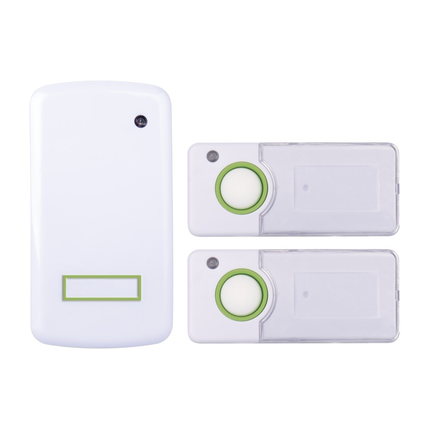 KÉSZLET  Drótnélküli konnektoros csengő 2x nyomógomb 230V