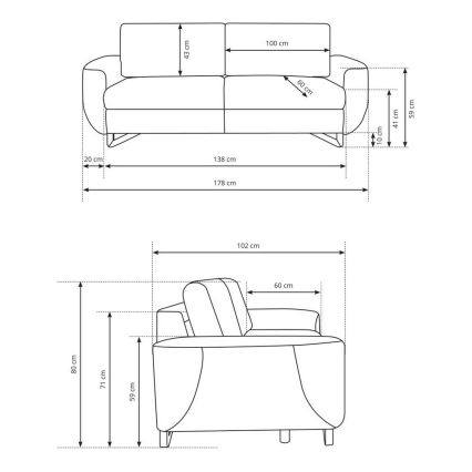 Kétszemélyes AVESTA kanapé — kék