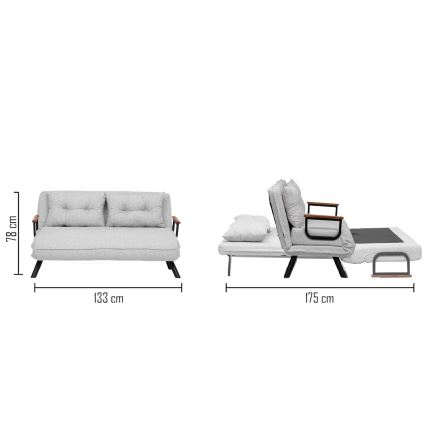 Kétszemélyes kihúzható kanapé QIRA szürke