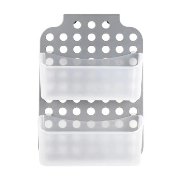 Kétszintes zuhanyfüggesztett polc 12x35,5 cm szürke/fehér