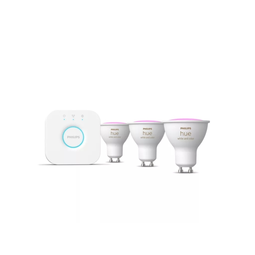 Philips Hue WHITE AND COLOR AMBIANCE kezdőkészlet 3xGU10/4,2W/230V 2200-6500K + Hue bridge